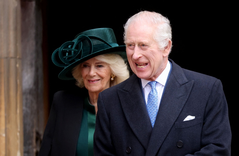 Britain's King Charles and Queen Camilla leave after attending the Easter Matins Service at St. George's Chapel, Windsor Castle March 31, 2024. — Hollie Adams/Pool/Reuters pic