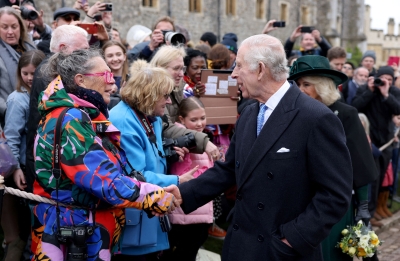 King Charles greets well-wishers after Easter Sunday service