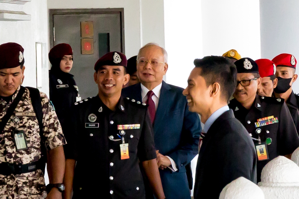 Former prime minister Datuk Seri Najib Razak is pictured at the Kuala Lumpur Court Complex, April 1, 2024. — Picture by Firdaus Latif