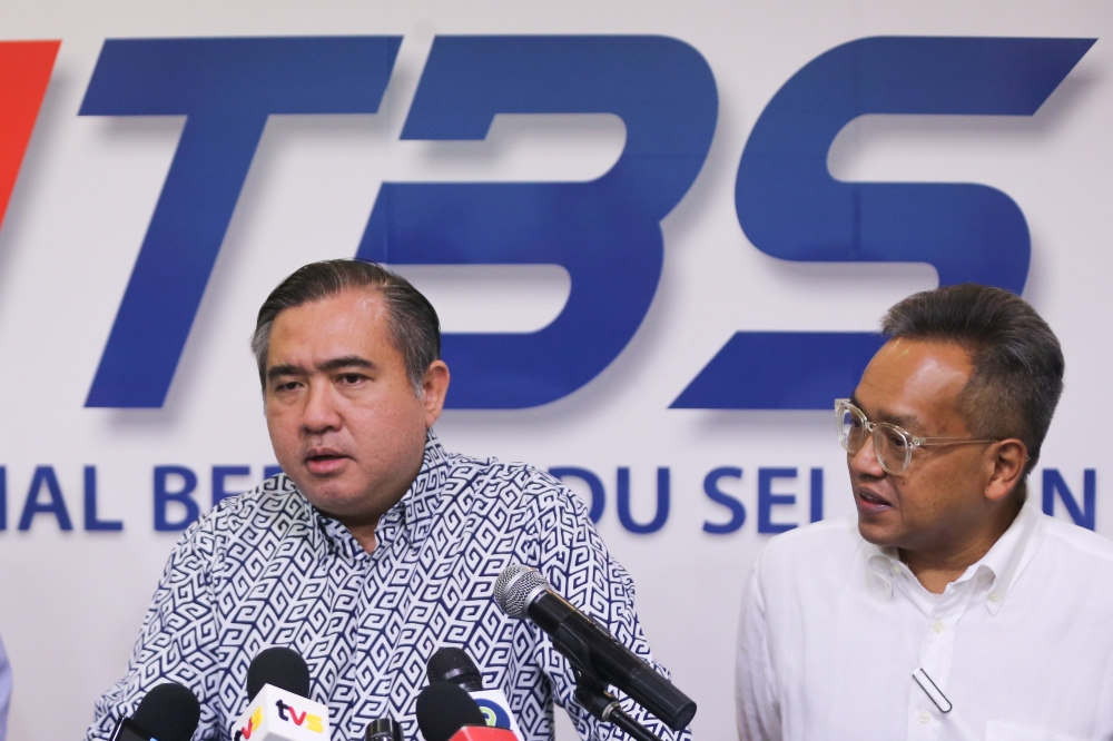 Transport Minister Anthony Loke speaks during a press conference following a visit to Terminal Bersepadu Selatan in Sungai Besi April 2, 2024. — Picture by Miera Zulyana