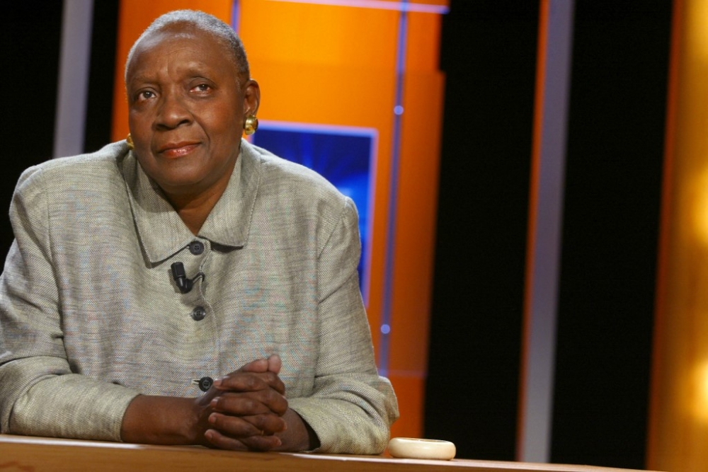 Photo taken on April 29, 2003 in Paris, of writer Maryse Condé, during her participation in the recording of the literary program. French Guadeloupean writer Maryse Conde has died, her husband said to AFP on April 2, 2024. — AFP pic