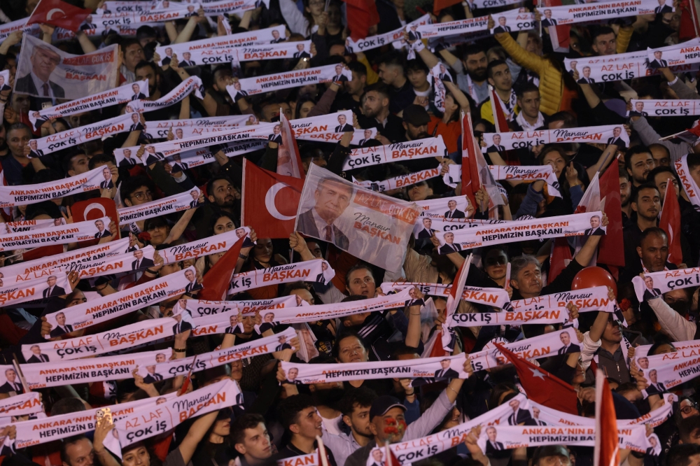 Supporters of Ankara Mayor Mansur Yavas, mayoral candidate of the main opposition Republican People's Party (CHP), celebrate at the CHP headquarters following the early results during the local elections in Ankara, Turkey March 31, 2024.  — Reuters pic