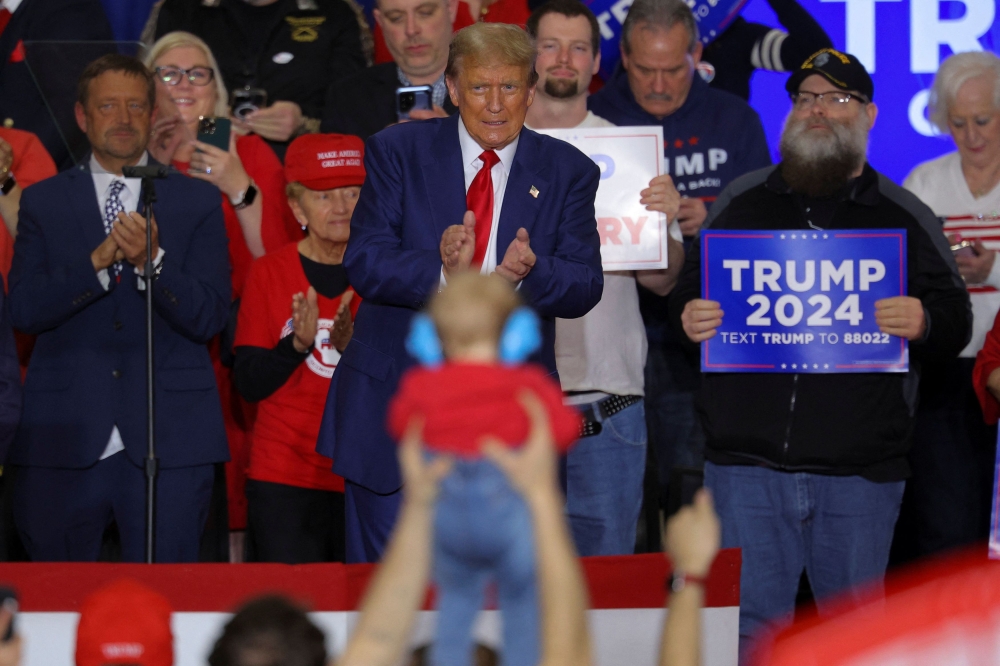 Republican presidential candidate and former US President Donald Trump attends a campaign rally in Green Bay, Wisconsin, April 2, 2024.  –– Reuters pic