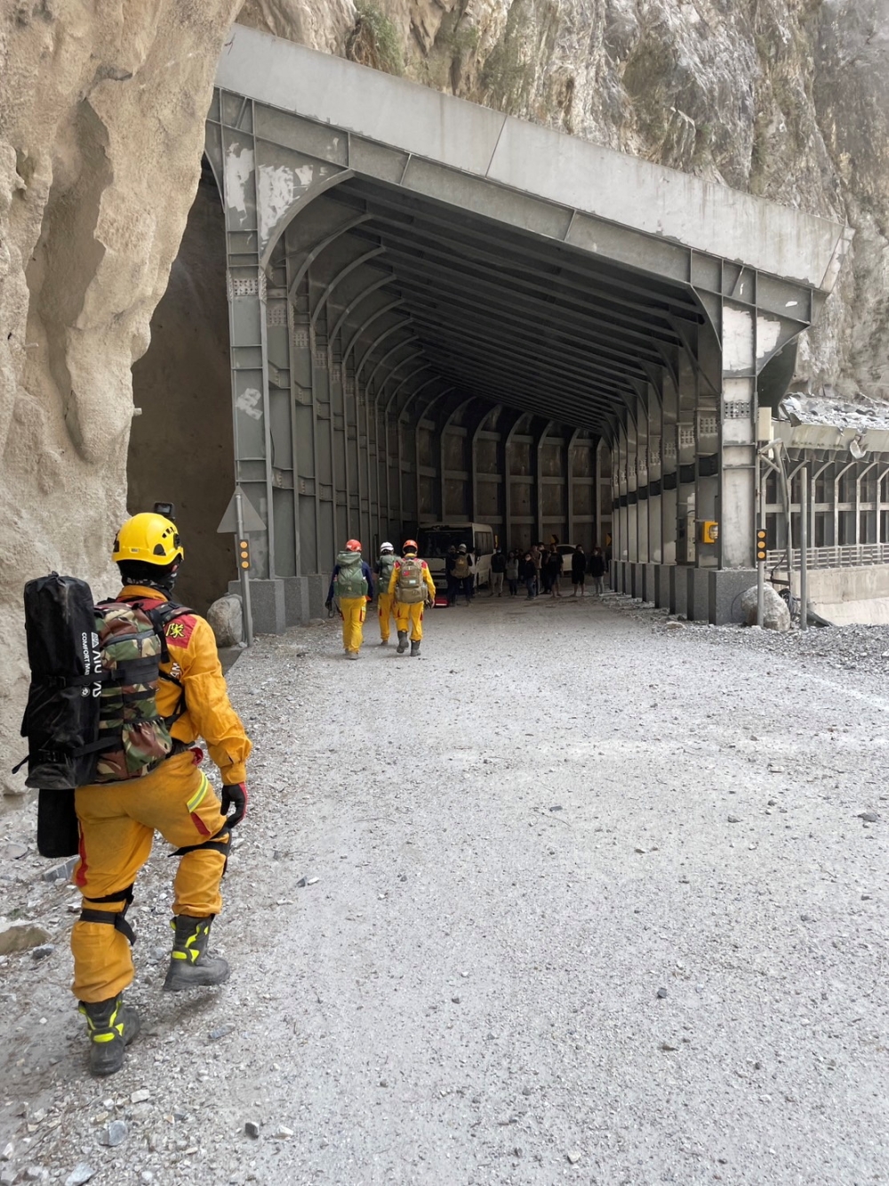 Rescue personnel work at the Taroko National Park following an earthquake, in Hualien, Taiwan, in this handout image released on April 4, 2024. — Hualien County Fire Department handout pic via Reuters 
