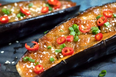 Try this Japanese inspired miso glazed eggplant… with a surprising Malaysian twist!