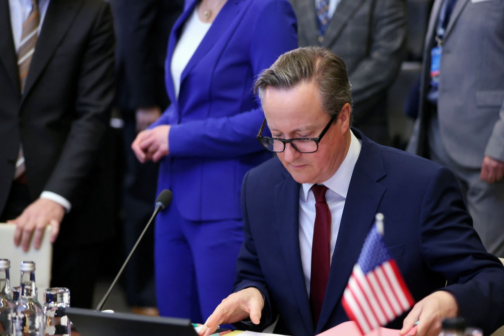 File photo of British Foreign Secretary David Cameron in Brussels, Belgium April 4, 2024. — Reuters pic