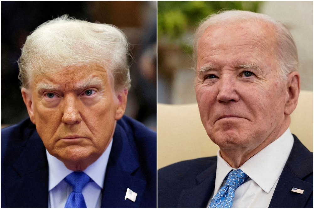 Combination picture showing former US President Donald Trump and US President Joe Biden. — Reuters pic