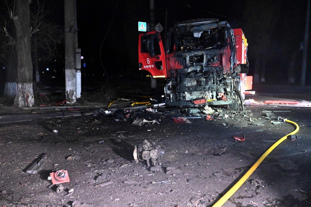 This photograph taken on April 4, 2024 shows a residential building damaged as a result of a missile attack in Kharkiv, amid the ongoing Russian-Ukrainian conflict. — AFP pic