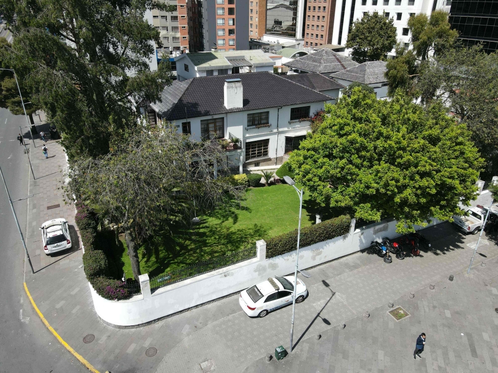 Aerial view of the Mexican embassy in Quito, taken on April 7, 2024. — AFP pic