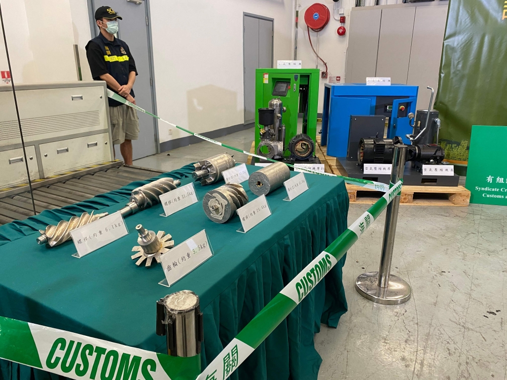 Hong Kong customs said today it has made the biggest gold smuggling bust in its history, seizing 146 kilogrammes of the precious metal disguised as air compressor parts at the city’s international airport. — AFP pic