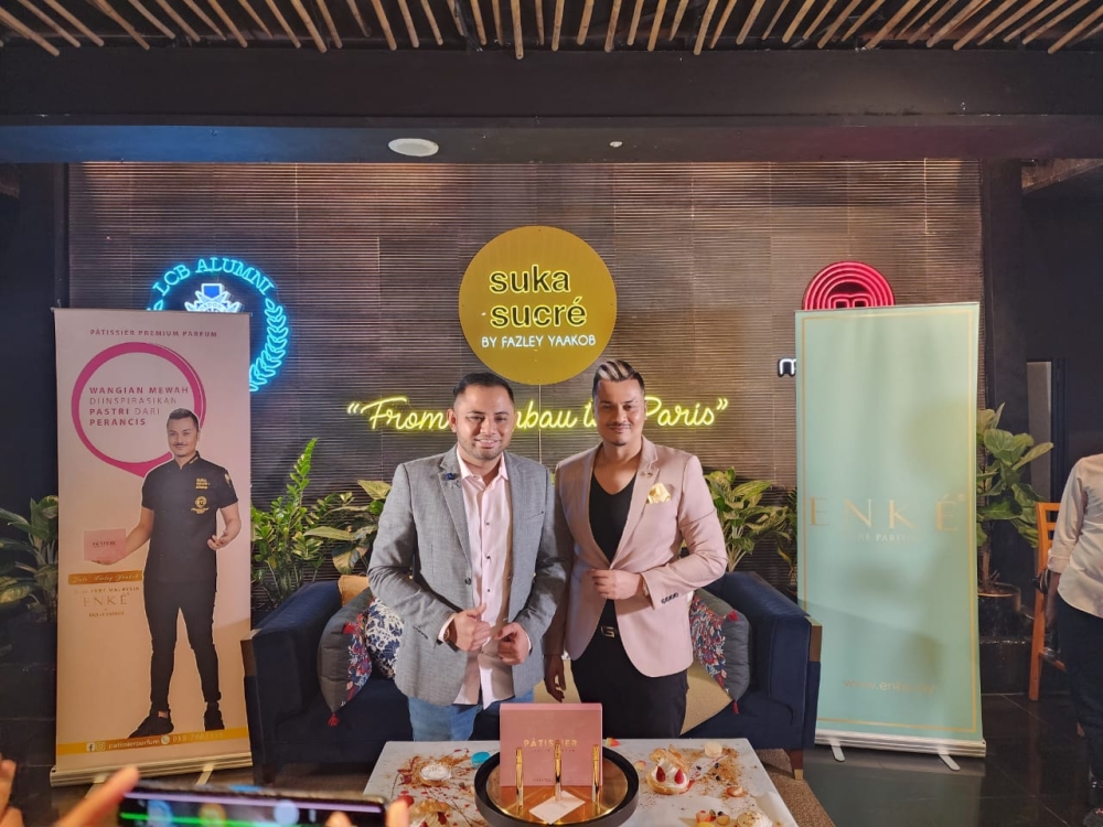 Fazley and ENKÉ Malaysia announced their collaboration and presented the introductory edition of their perfume. — Picture by Shah Shamshiri