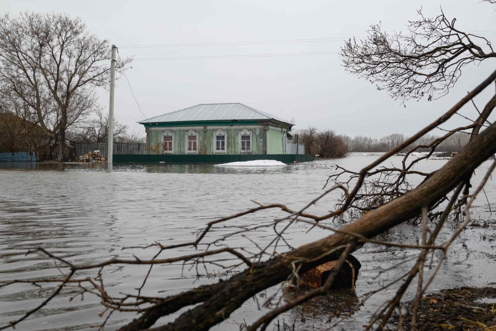 A view of the flooded settlement of Pokrovka, some 90km from the city of Petropavl, in northern Kazakhstan close to the border with Russia on April 9, 2024. — AFP pic