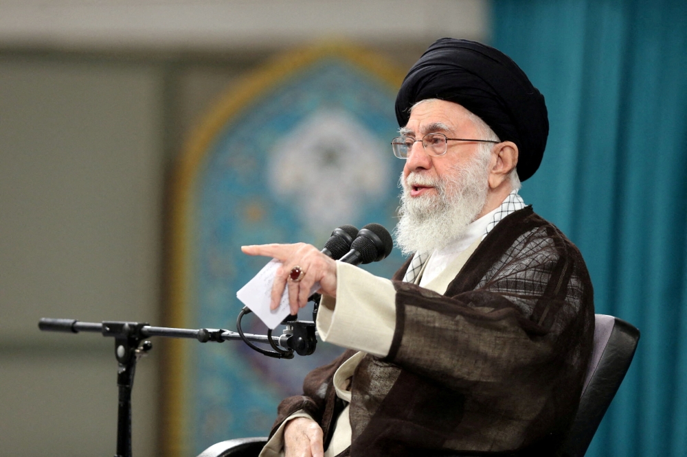 Iran’s Supreme Leader Ayatollah Ali Khamenei warned in a speech yesterday that the “evil regime” of Israel 'must be punished and will be punished.'  — Office of the Iranian Supreme Leader/Wana (West Asia News Agency) handout pic via Reuters