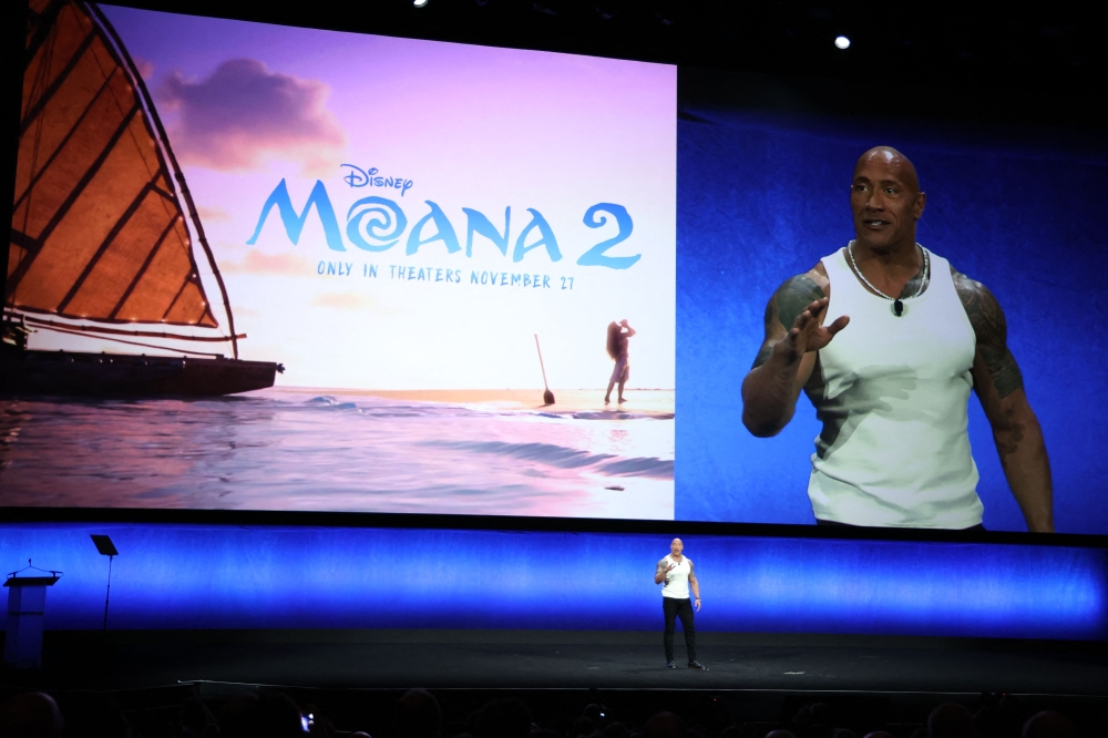 US actor Dwayne Johnson speaks onstage during the Walt Disney Studios presentation at CinemaCon 2024 in Las Vegas. — AFP pic