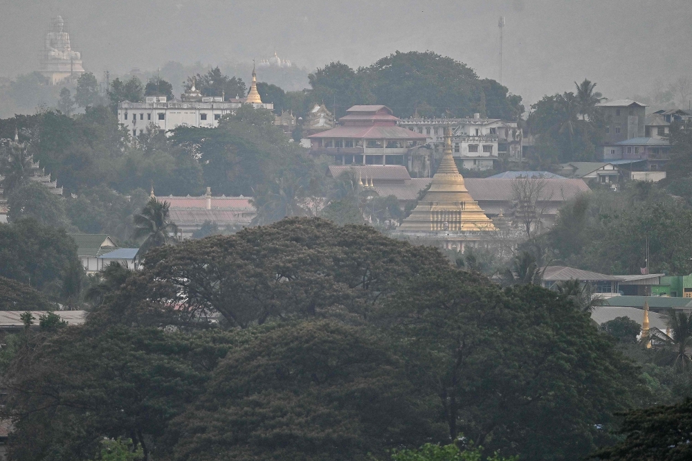 A general view of Myawaddy seen from across the Thai side in Mae Sot on April 11, 2024. — AFP pic