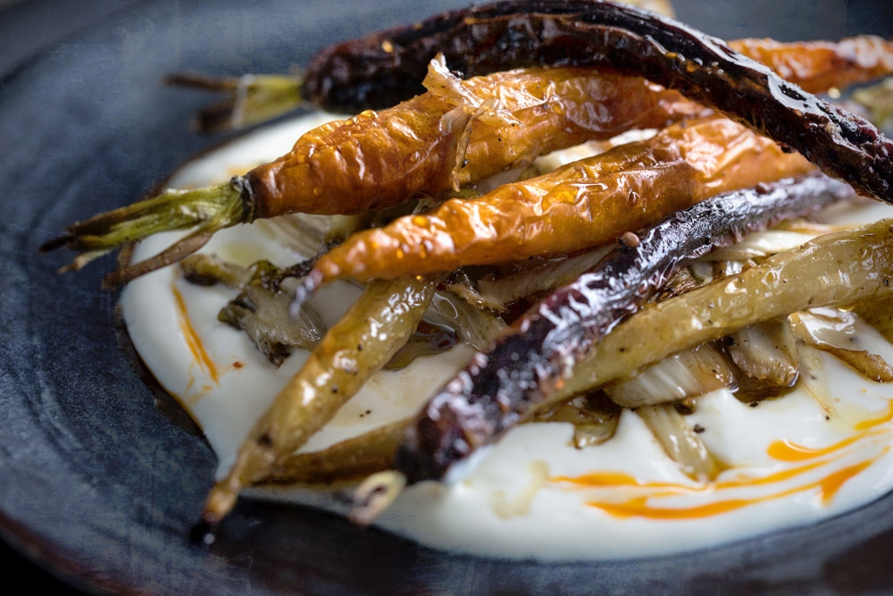 Roasted heirloom carrots and fennel atop yoghurt with chilli oil. — Pictures by CK Lim