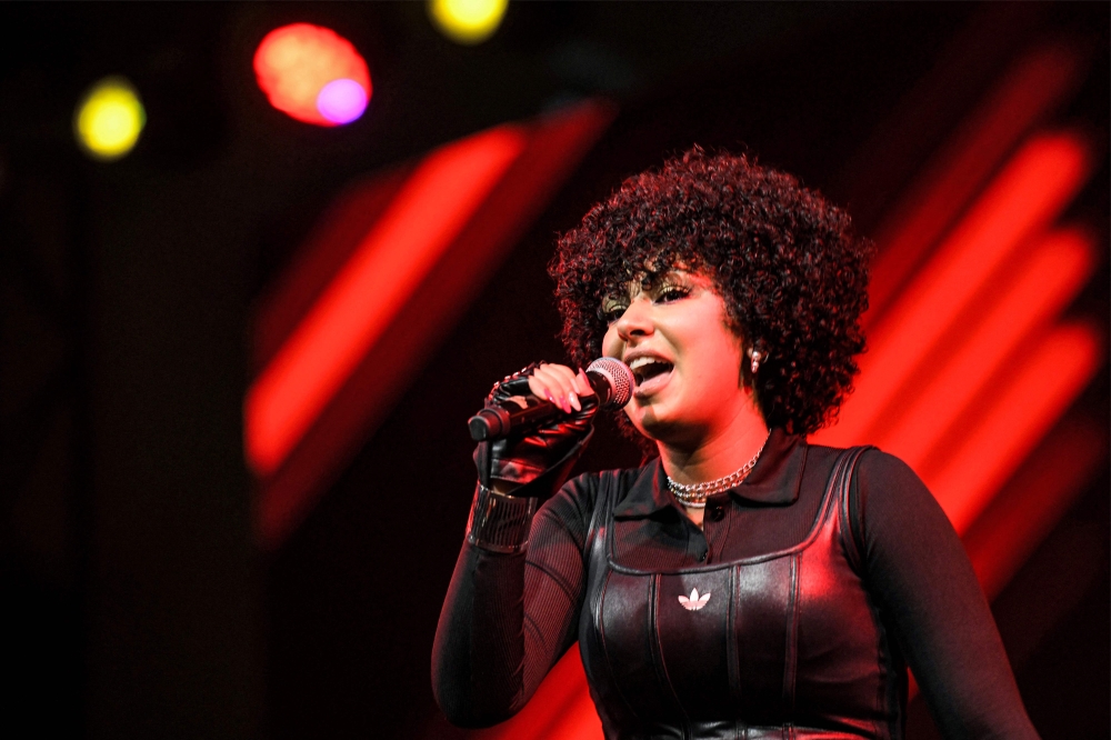 Egyptian rapper Dareen performs during a concert at American University (AUC), in downtown Cairo on September 30, 2023. For a long time, Egyptian rap had ‘an underground status’, but now party boats on the Nile River blast Wegz through the Egyptian capital, and rappers are getting multinational advertising deals. The genre’s women performers—out of the spotlight for years—are vying for a piece of that success, but there’s still a class divide for them to cross. — AFP pic