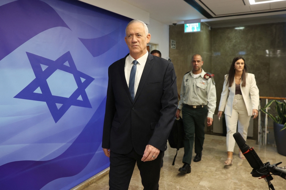 Israeli Defence Minister Benny Gantz said Israel would 'exact the price' from Iran over its attack.— Pool via Reuters pic