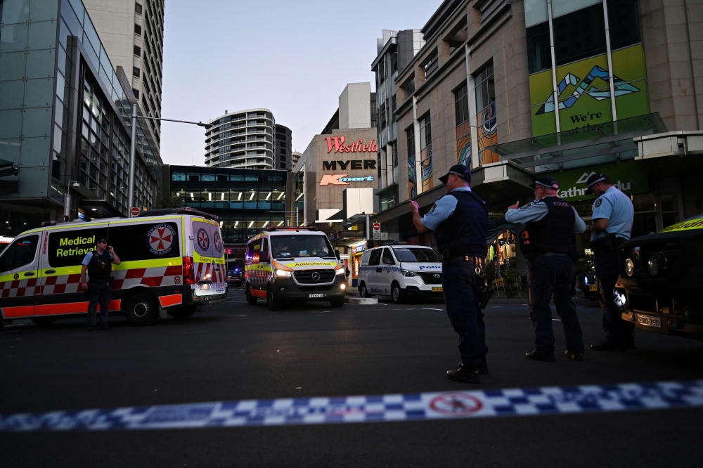 Australian police today said the attacker who fatally stabbed six people at a busy shopping centre in Sydney’s beach suburb of Bondi may have targeted women. — Reuters pic