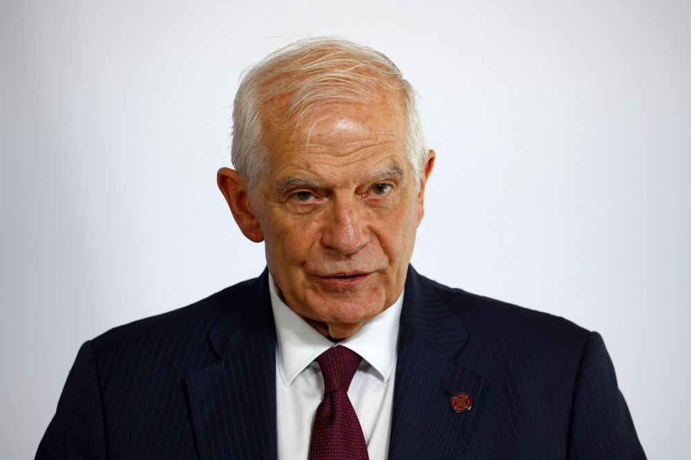 European Union foreign policy chief Josep Borrell attends a joint news conference with European Commissioner Janez Lenarcic, German Foreign Minister Annalena Baerbock and French Foreign and European Affairs Minister Stephane Sejourne as part of an International Humanitarian Conference for Sudan and Neighbouring Countries at the Quai d'Orsay in Paris, France, April 15, 2024. — Reuters pic
