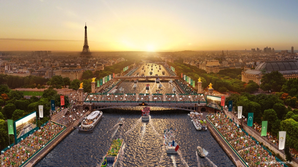 This handout illustration released on December 15, 2021 by Paris 2024 Olympic Committee shows Paris Olympics opening ceremony on July 26, 2024, which will take part on the River Seine, breaking the long-held Summer Games tradition of a stadium procession of athletes and officials. — Florian Hulleu/Paris 2024/AFP pic