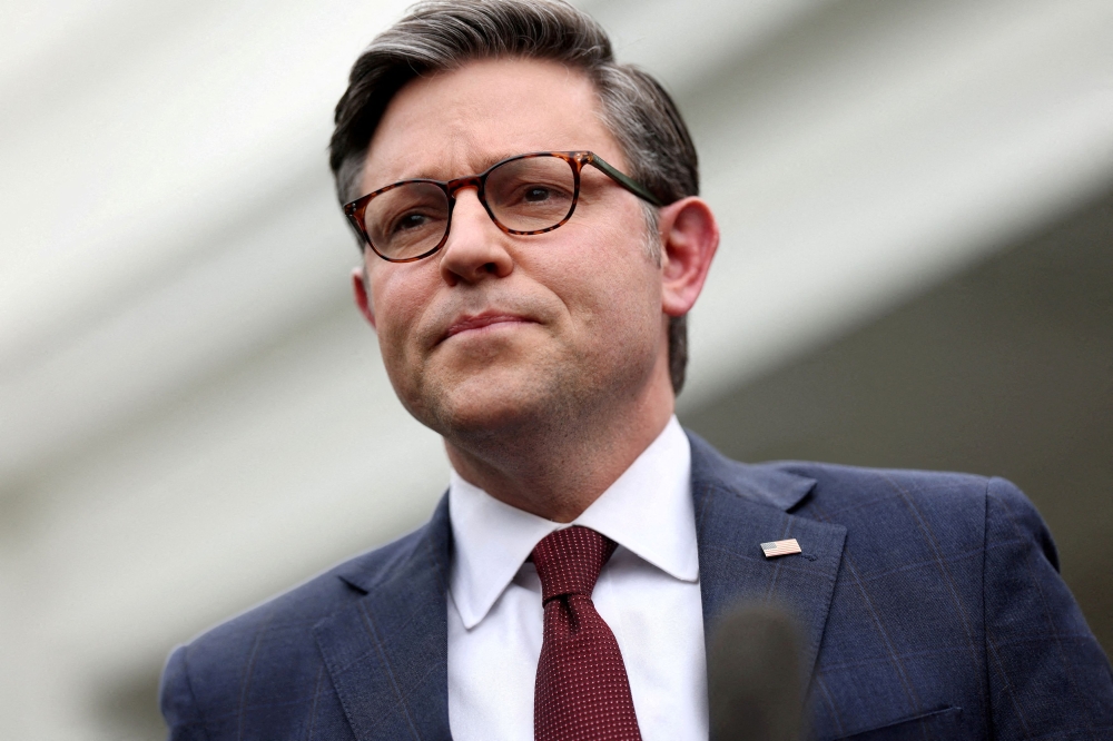 US House Speaker Mike Johnson said spending legislation will be released later today. — Reuters pic