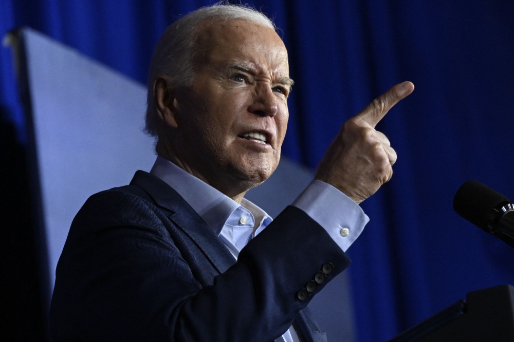 US President Joe Biden speaks during a campaign event at the Scranton Cultural Center at the Masonic Temple in Scranton, Pennsylvania, on April 16, 2024. — AFP pic