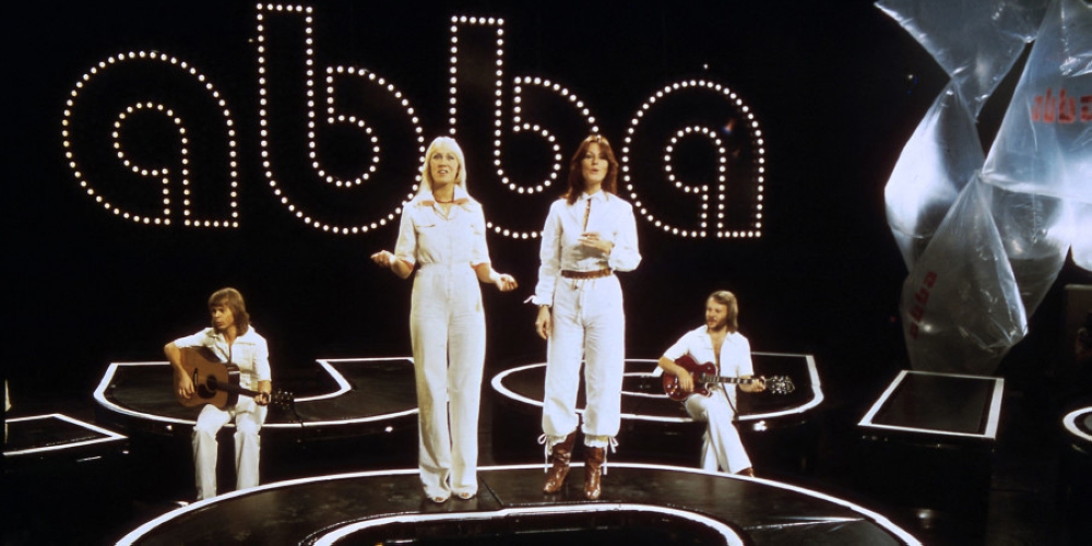 Swedish pop group Abba (from L to R) Bjorn Ulvaeus, Agnetha Faltskog, Anni-frid Lyngstad and Benny Andersson, on stage, November 18th, 1976, in Gothenburg. — AFP pic