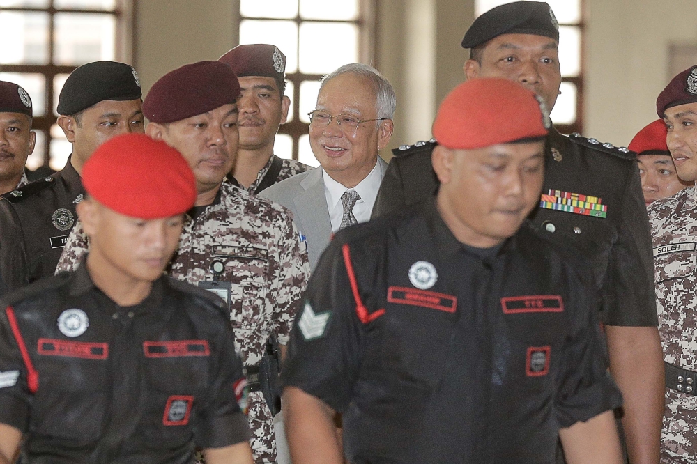 Datuk Seri Najib Razak is seen at the Kuala Lumpur High Court April 17, 2024. — Picture by Sayuti Zainudin