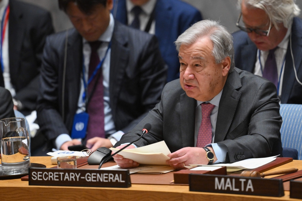 UN Secretary-General Antonio Guterres also said Israel’s military offensive on Hamas militants in the Gaza Strip, in retaliation for their unprecedented October 7 attack on Israel, had created a 'humanitarian hellscape' for civilians trapped in the besieged Palestinian territory. — AFP pic