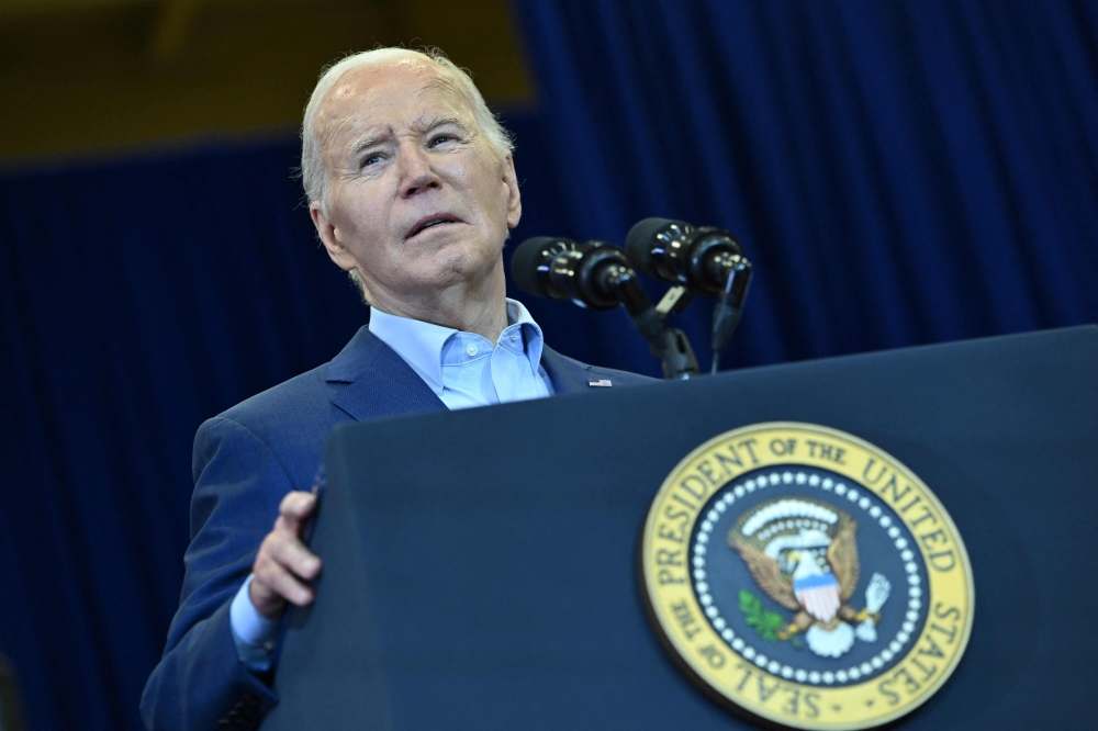 US President Joe Biden speaks during a campaign event at Martin Luther King Recreation Center in Philadelphia, Pennsylvania, on April 18, 2024.  — AFP pic