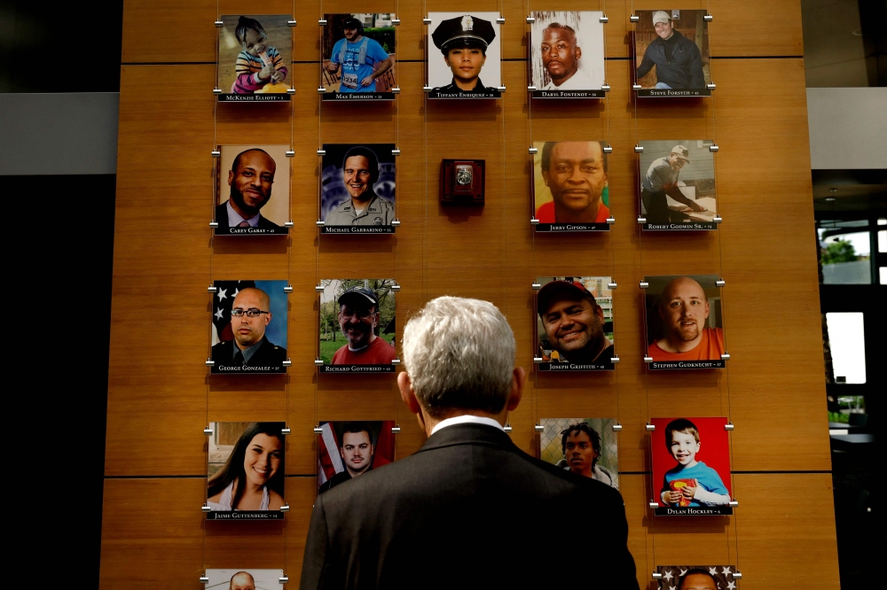 US Attorney General Merrick Garland at an exhibit titled the ‘Faces of Gun Violence’ in Washington, DC. — AFP pic