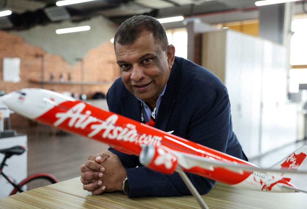 Tony Fernandes, the CEO of AirAsia's parent company, Capital A, attends an interview with Reuters in Sepang February 26, 2024. — Reuters pic  