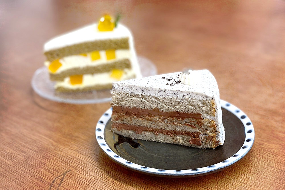 Delicate chiffon cakes layered with cream.