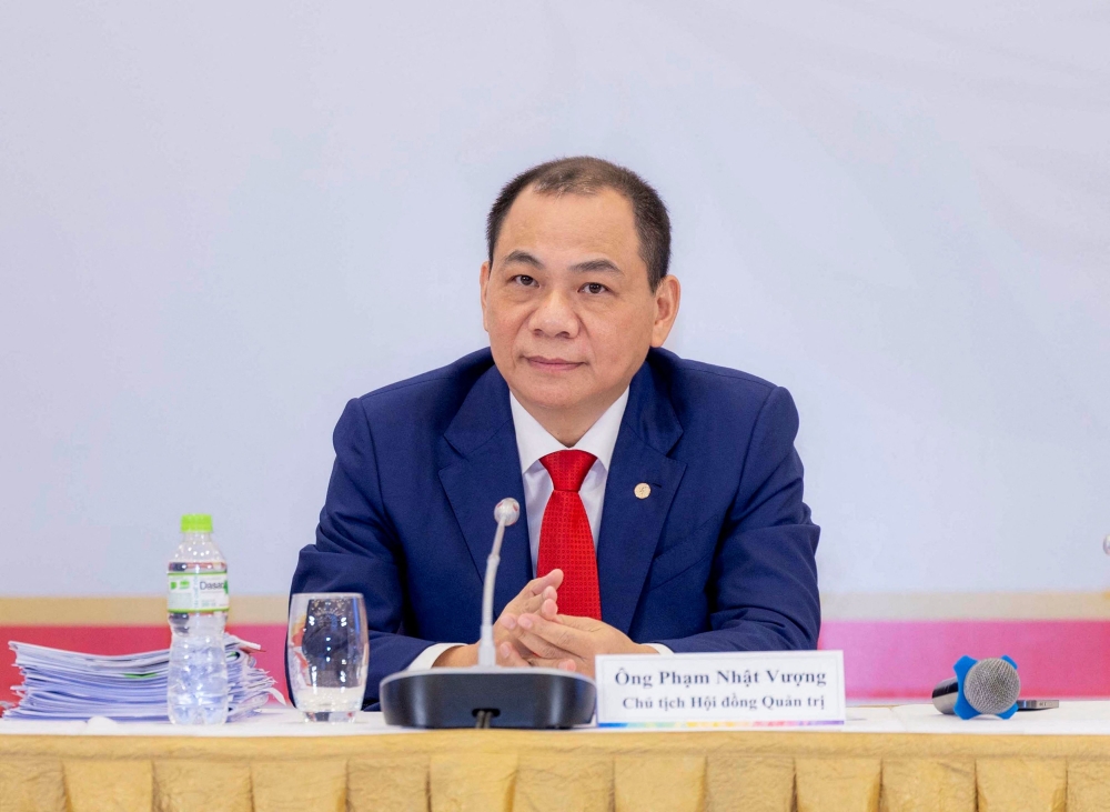 Pham Nhat Vuong, the Chairman of Vingroup and CEO of VinFast, attends Vingroup’s annual meeting in Hanoi, Vietnam, April 25, 2024. — Reuters pic