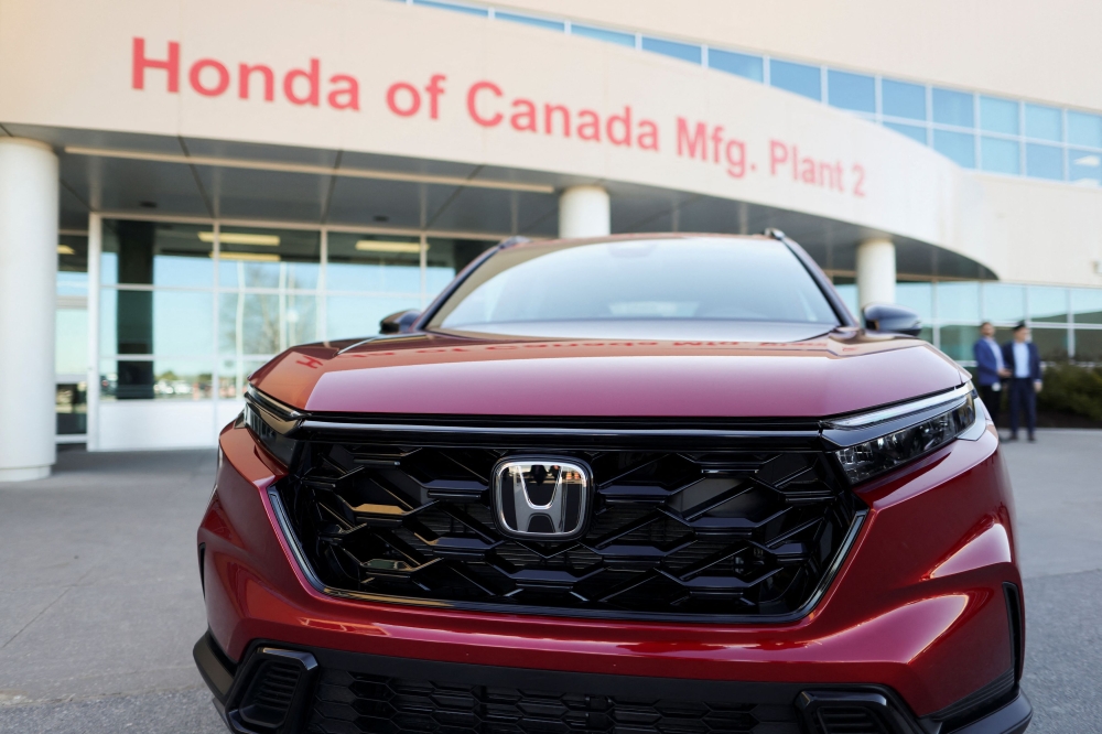 A Honda car stands on the day Honda announces plans to build electric vehicles and their parts in Ontario with financial support from the Canadian and provincial governments, at their automotive assembly plant in Alliston, Ontario April 25, 2024. — Reuters pic  