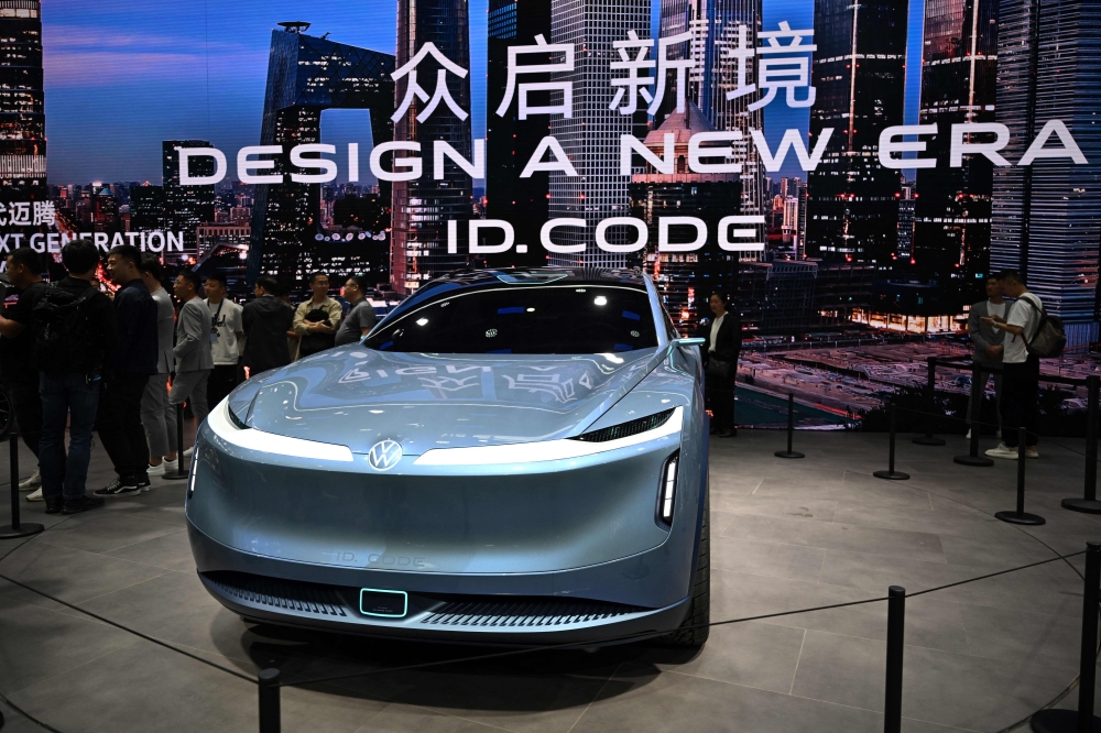 A Volkswagen ID.Code model car is displayed at the Beijing Auto Show in Beijing April 25, 2024. — AFP pic