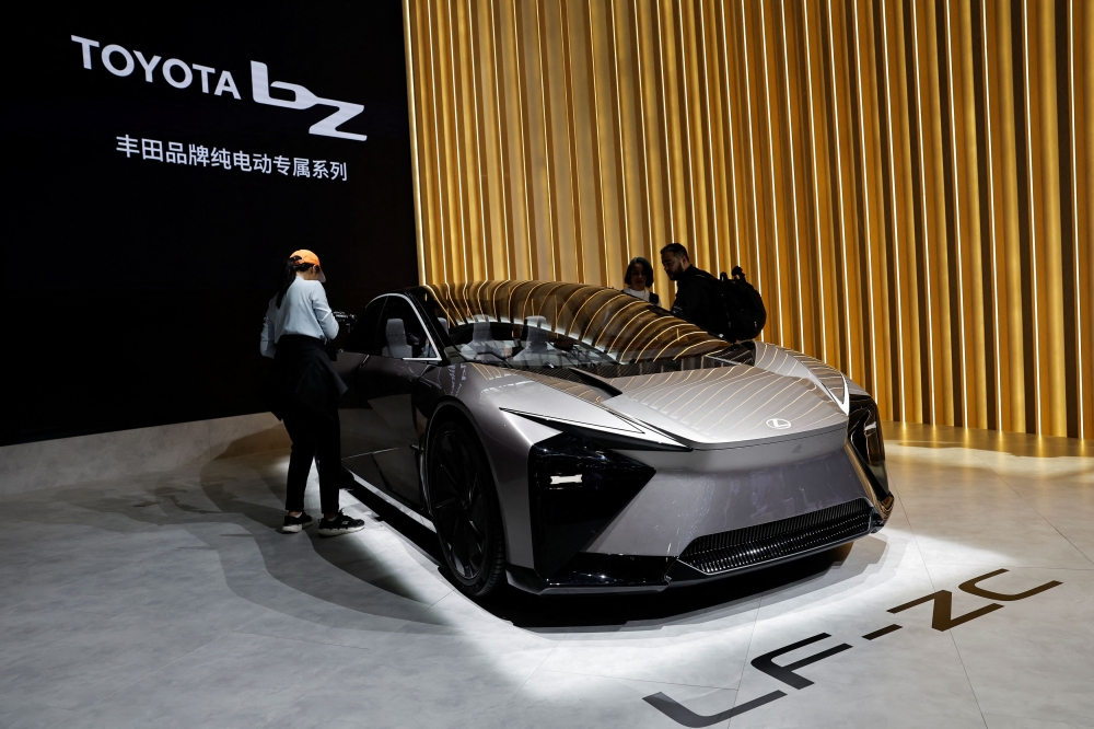 The Lexus LF-ZC electric vehicle is displayed at the Beijing International Automotive Exhibition, or Auto China 2024, in Beijing April 25, 2024. — Reuters pic  