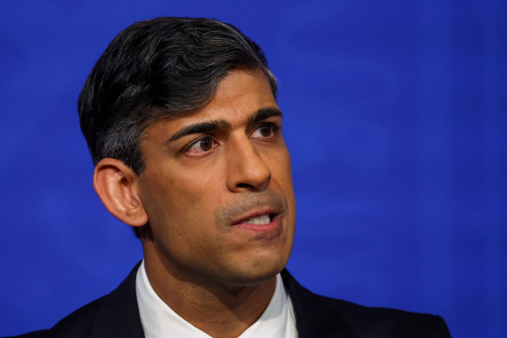 British Prime Minister Rishi Sunak’s Conservatives are languishing in the polls ahead of a general election, which will almost certainly take place this year. — Reuters pic   