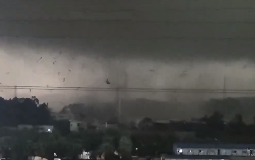 The tornado hit the city’s Baiyun district on Saturday afternoon, the report said, adding it had damaged 141 factory buildings but no residential houses had collapsed, the report added. — Screengrab from social media 