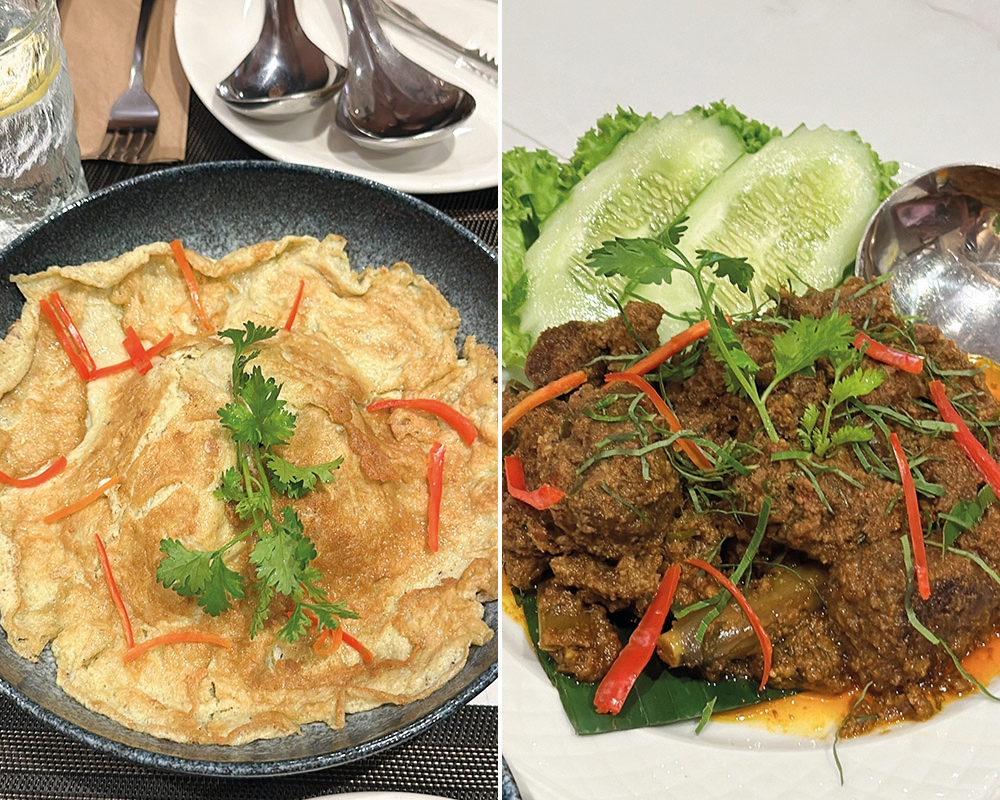 Telur Cincaluk offers a respite from all the rich curries with the lighter flavour of the fermented baby shrimps (left). Nyonya Mutton Rendang is tender from slow cooking and infused with spices and coconut milk (right).