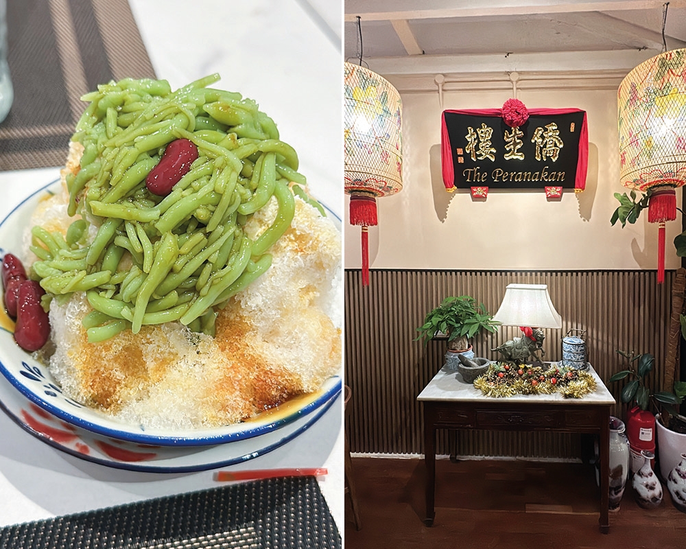 A crowd favourite is The Peranakan Chendol with shaved ice, green jelly and red beans, which is drizzled with gula Melaka syrup and milk (left). Lanterns give a Peranakan vibe (right).