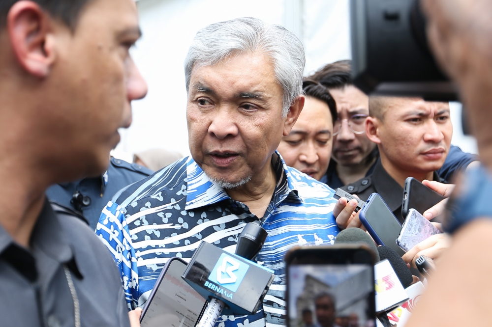 Deputy Prime Minister Datuk Seri Ahmad Zahid Hamidi attends Majlis Semarak Madani Hari Raya event in Putrajaya, April 30, 2024. — Picture by Miera Zulyana