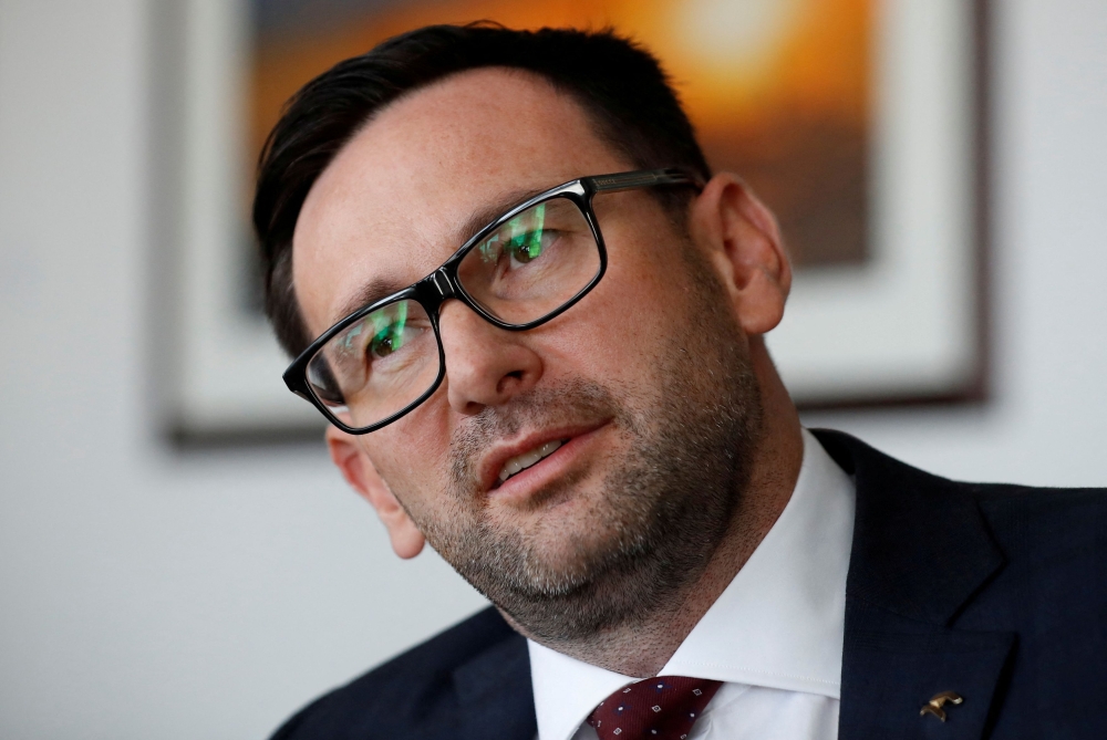 Daniel Obajtek, then CEO of PKN Orlen, speaks during an interview in Warsaw, Poland, August 5, 2020. — Reuters pic