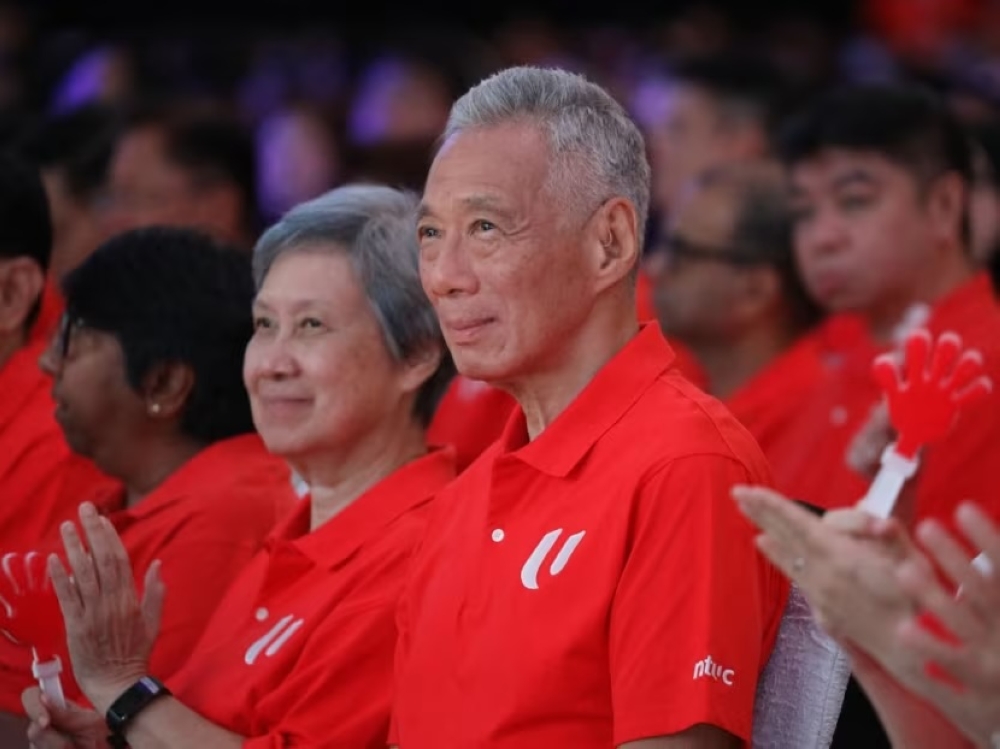 Prime Minister Lee Hsien Loong and his wife Ho Ching at the May Day Rally on May 1, 2024. — TODAY pic