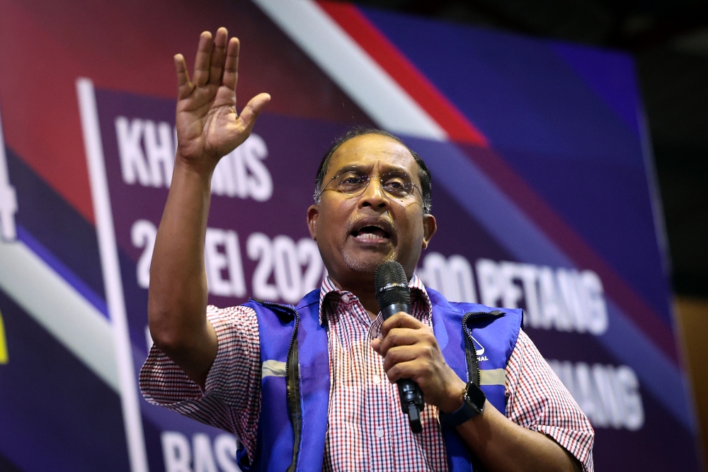 Barisan Nasional (BN) secretary-general Datuk Seri Zambry Abdul Kadir speaks during the Labour Day Unity event in Rasa, Batang Kali May 2, 2024. ― Bernama pic