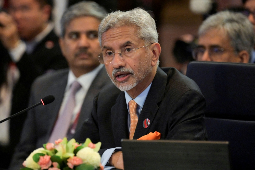 Jaishankar said at a round table hosted by The Economic Times yesterday that India's economy ‘is not faltering’ and that it has historically been a society that is very open. ― Bay Ismoyo/Pool via Reuters