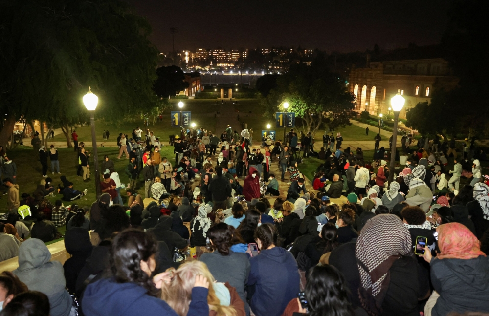 File photo of protesters supporting Palestinians in Gaza gathering at the University of California Los Angeles (UCLA), as the conflict between Israel and the Palestinian Islamist group Hamas continues, in Los Angeles, California, US, May 1, 2024. ― Reuters pic