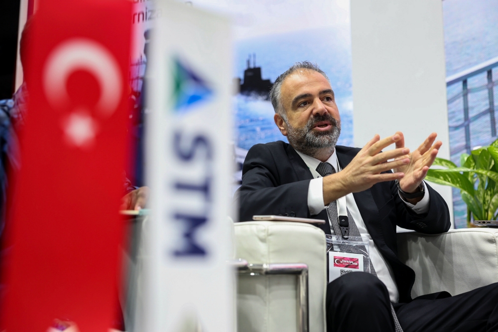 Turkish shipbuilder, Turkiye Savunma Teknolojieri Muhendiskil (STM) general manager Ozgur Guleryuz speaks on the sidelines of the Defence Services Asia (DSA) and National Security (Natsec) Asia 2024 exhibitions held at the Malaysia International Trade and Exhibition Centre (Mitec), May 8, 2024. — Bernama pic 