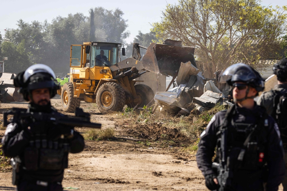 Israeli authorities destroyed around 50 homes belonging to Bedouins in the Negev desert yesterday, an AFP journalist reported, with Israel’s far-right national security minister saying they were illegal constructions. — AFP pic